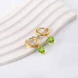 Pendientes circulares de 3x16 mm con diamantes verdes en forma de rombo