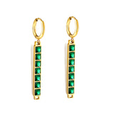 Pendientes circulares de 2x13 mm con diamantes verdes baguette