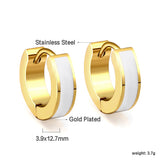 Pendientes redondos de Oro con goteo de aceite blanco 4*13.5mm