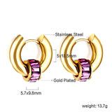 Boucles d'oreilles cercle 5x18.5mm avec diamant violet