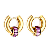 5x18.5mm circle with purple diamond earrings