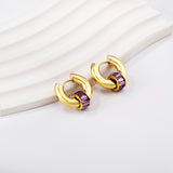 Boucles d'oreilles cercle 5x18.5mm avec diamant violet