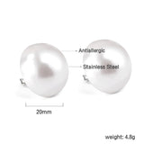 20mm half white pearl earrings