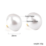 Boucles d'oreilles demi-perles blanches 20 mm