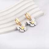 Gold coloured U-shaped ear clips with graduated gold sized butterfly studs