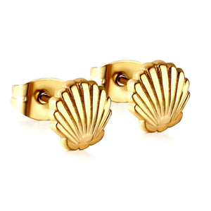 Gold Shell Cut Earrings