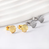 Gold Shell Cut Earrings