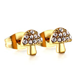 Gold mushroom cut earrings with diamonds