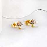 Gold mushroom cut earrings with diamonds