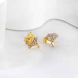 Gold fan leaf cut earrings with diamonds