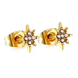 Golden lucky star cut earrings with diamonds