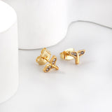 Pendientes de oro talla cola de pez con diamantes