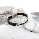 Steel Black Leather Soft Bracelet