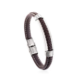 Black & Brown & Green & Blue Leather Soft Bracelet Steel Color