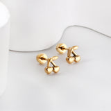 Gold coloured screw-in cherry stud earrings