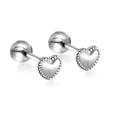 Gold coloured steel ball screw-in heart studs