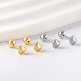 Gold coloured steel ball screw-in heart studs