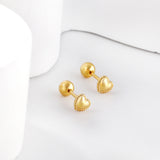 Gold coloured steel ball screw-in heart studs