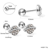 Boucles d'oreilles Puces Acier Doré Planète + Orbite avec Diamants Blancs