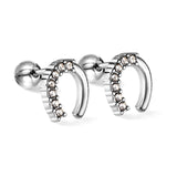 Pendientes Stud Planet + Orbit de Acero Dorado con Diamantes Blancos