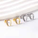 Pendientes Stud Planet + Orbit de Acero Dorado con Diamantes Blancos