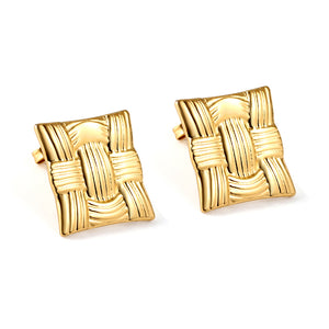 Golden Square Knit Earrings