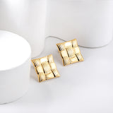 Golden Square Knit Earrings