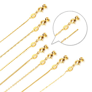 ASON 10pcs/bulk long necklace collar 0.8mm*45cm retractable connector clasp with chain steel color & gold color stainless steel necklace wholesal