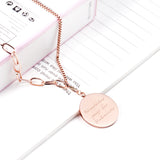 14K Rose Gold & Gold Color Round Medallion Engraved Letter Pendant Necklace 45+5cm