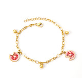 Mixed color donut accessory with steel bead bracelet 18+3cm gold color