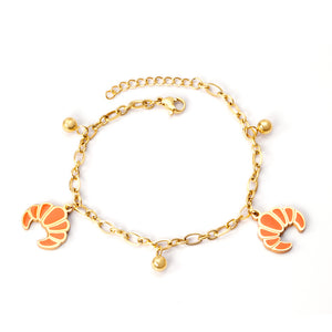 Orange Croissant Accessories with Steel Bead Bracelet 18+3cm Golden