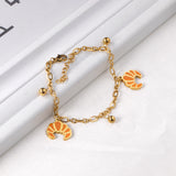 Orange Croissant Accessories with Steel Bead Bracelet 18+3cm Golden