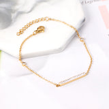 Gold Hard Bracelet & Rectangle with White Shells Accessories with Rhinestones Bracelet 19+3cm GOLDEN