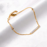 Gold Hard Bracelet & Rectangle with White Shells Accessories with Rhinestones Bracelet 19+3cm GOLDEN