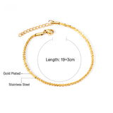 ASON 316L Stainless Steel Gold Color Chain Bracelet Simple Bangle with Extender 19+3cm Fashion Jewelry for Women Men Gift