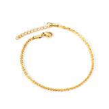 ASON 316L Stainless Steel Gold Color Chain Bracelet Simple Bangle with Extender 19+3cm Fashion Jewelry for Women Men Gift