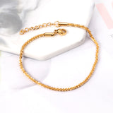 ASON 316L Stainless Steel Gold Color Chain Bracelet Simple Bangle with Extender 19+3cm Fashion Jewelry for Women Men Gift