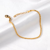 ASON 316L Stainless Steel Gold Color Chain Bracelet Simple Bangle with Extender 19+3cm Fashion Jewelry for Women Men Gift