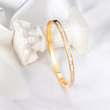 Gold Hard Bracelet & Rectangle with White Shells Accessories with Rhinestones Bracelet 19+3cm GOLDEN