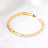 Gold Hard Bracelet & Rectangle with White Shells Accessories with Rhinestones Bracelet 19+3cm GOLDEN