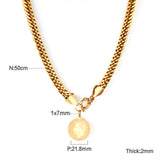 Face Tag Necklace 50cm Gold