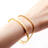 ASON 316L Stainless Steel Gold Color Chain Bracelet Simple Bangle with Extender 19+3cm Fashion Jewelry for Women Men Gift