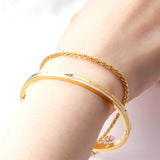 ASON 316L Stainless Steel Gold Color Chain Bracelet Simple Bangle with Extender 19+3cm Fashion Jewelry for Women Men Gift