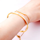 Gold Hard Bracelet & Rectangle with White Shells Accessories with Rhinestones Bracelet 19+3cm GOLDEN