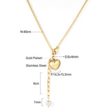 Heart pendant with white pearl necklace 40cm gold color