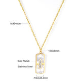 Rectangle pendant with white clay necklace 40+6cm gold color