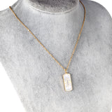 Rectangle pendant with white clay necklace 40+6cm gold color