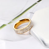 Wide Face Set Full Bezel Triple Small Diamond Ring