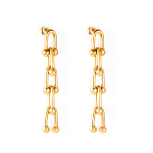 The most elegant five-ring horseshoe dangle earrings