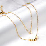 6 squares + round double chain with diamonds 45+35+5cm gold color